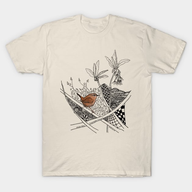 Little Brown Winter Wren Doodle T-Shirt by mernstw